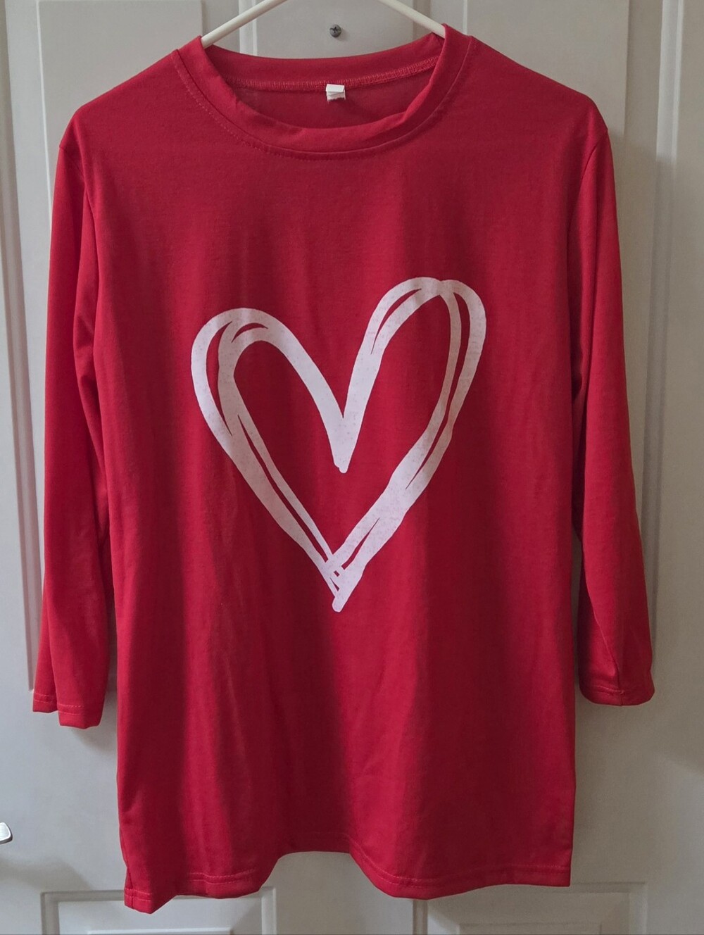 Heart/Valentine's Long-Sleeve Graphic Tee - Red L